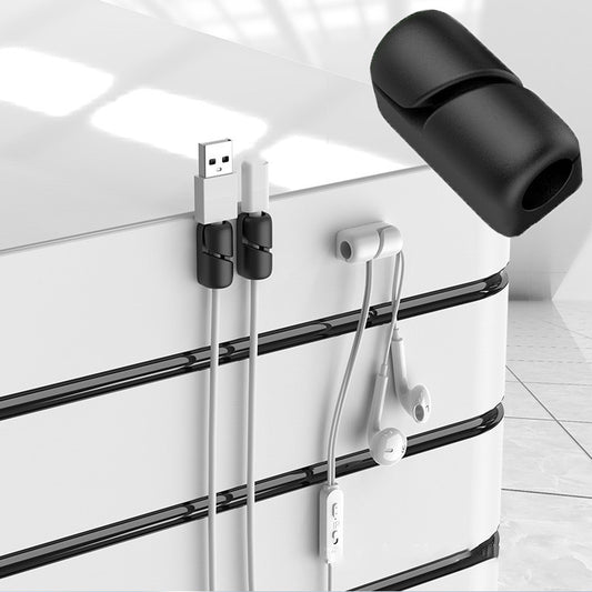 Sujetacables Organizador de Cables de Silicona Procesador USB Enrollador de Escritorio Clip de Gestión Ordenada Protector de Cables Enrollador