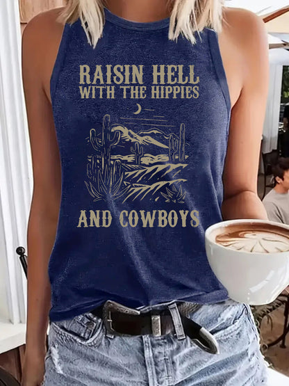 Western denim printed vest