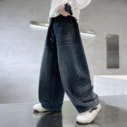 Boys' Trendy Straight Wide Leg Denim Jeans