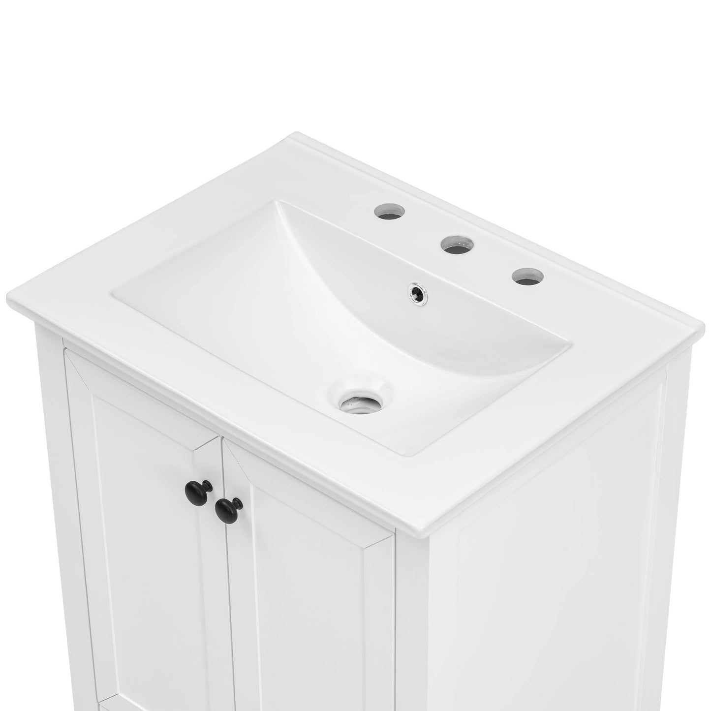 24" Bathroom Vanity with Sink, Bathroom Vanity Cabinet with One Drawer and Doors, Solid Wood and MDF, White by eprolo