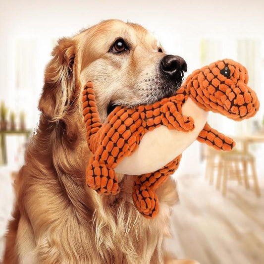 Jouets pour Chiens en Forme de Dinosaures, Jouets Interactifs Géants pour Grands Chiens, Jouets à Mâcher en Peluche pour Chihuahua avec Couineurs