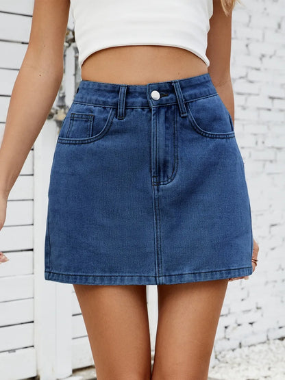 Mini-jupe en jean unie