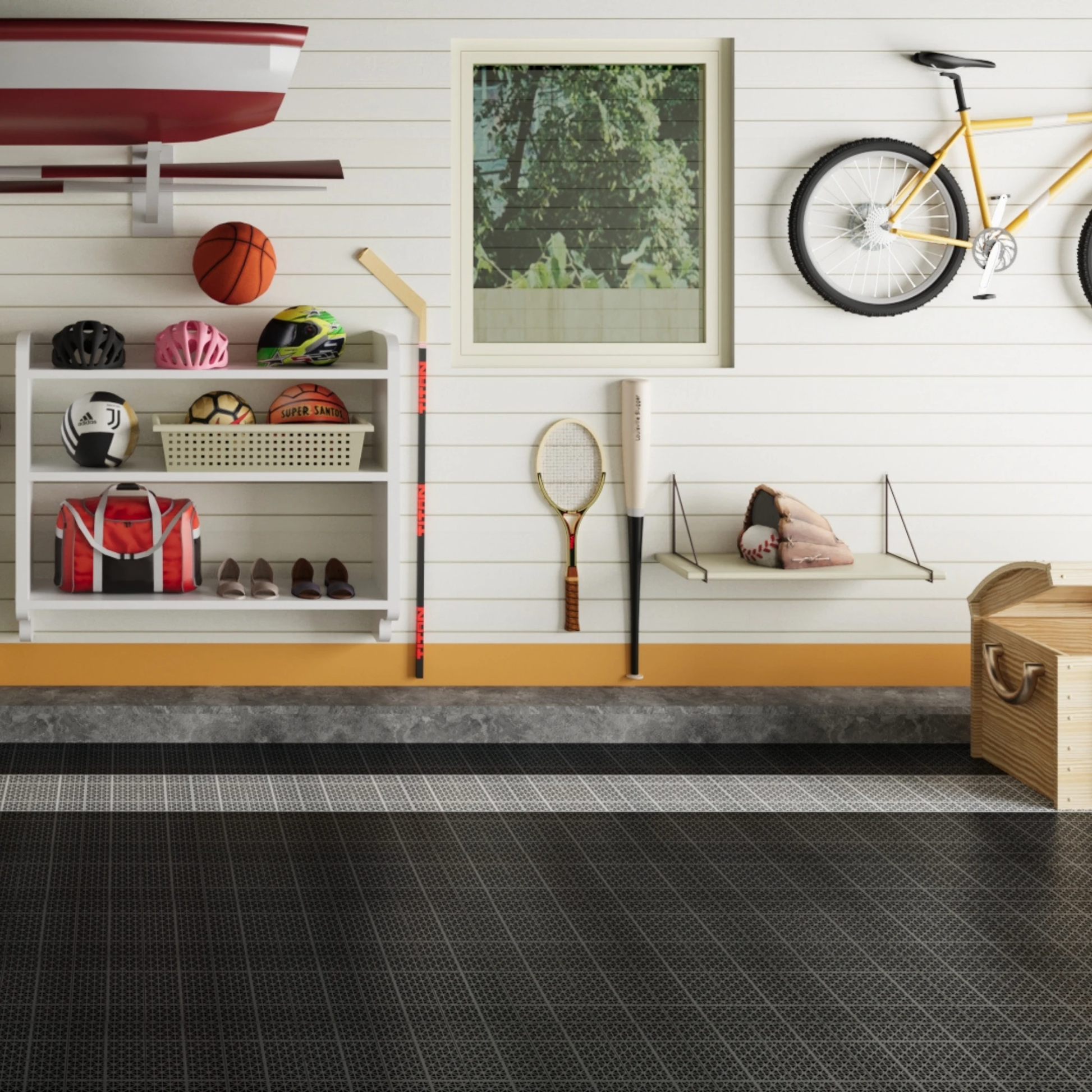 12 x 12 inch black interlocking deck tiles, plastic waterproof, weighing up to 6613 pounds, with a rose pattern pack of 12 by eprolo