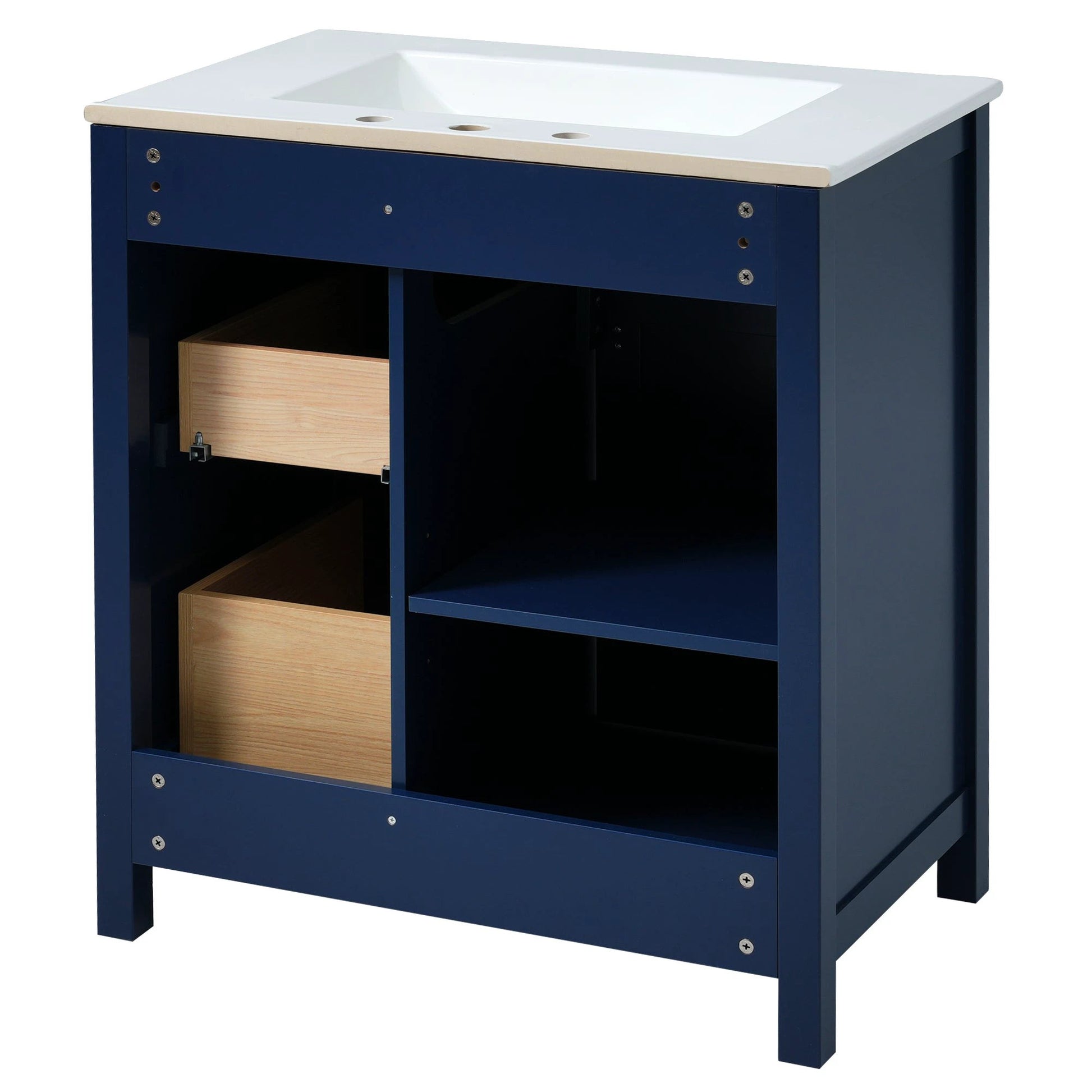 30-Inch Blue Bathroom Vanity with Ceramic Sink and Ample Storage - Ideal Choice for Small Bathrooms by eprolo