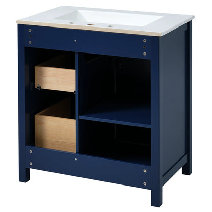 30-Inch Blue Bathroom Vanity with Ceramic Sink and Ample Storage - Ideal Choice for Small Bathrooms by eprolo