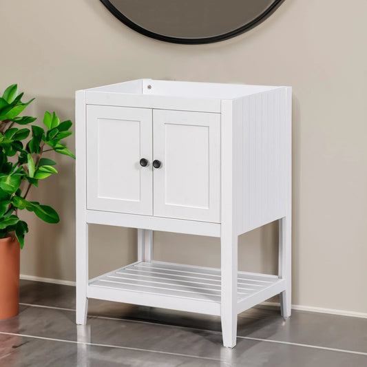24" Bathroom Vanity Base Only, Soild Wood Frame, Bathroom Storage Cabinet by eprolo