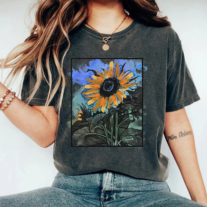 Camiseta estampada lavada y usada