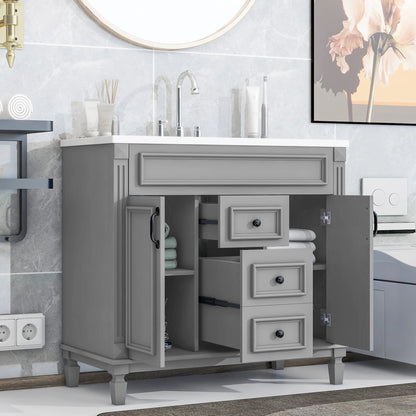 36'' Bathroom Vanity with Top Sink, Modern Bathroom Storage Cabinet with 2 Soft Closing Doors and 2 Drawers, Single Sink Bathroo by eprolo