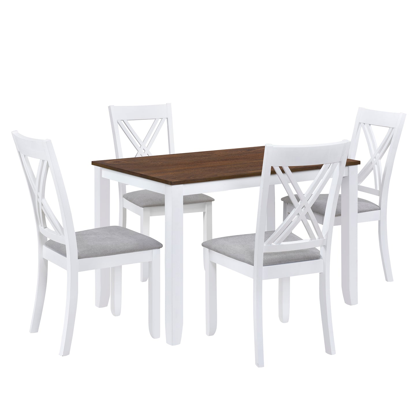 Juego de comedor rústico minimalista de madera de 5 piezas