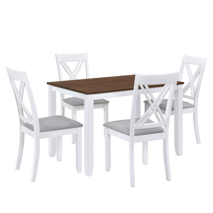 Juego de comedor rústico minimalista de madera de 5 piezas