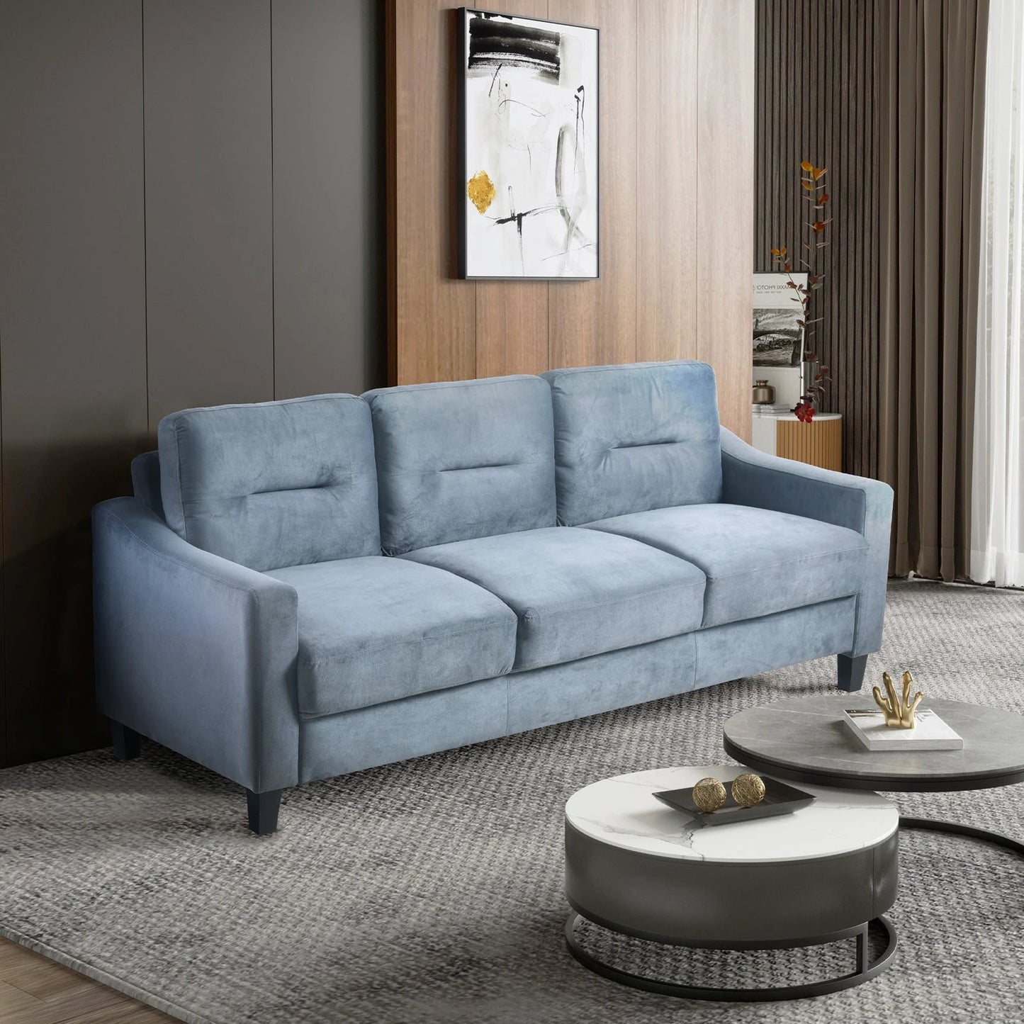Gray Couch Comfortable Sectional Couches and Sofas for Living Room Office Small Space Chenille by eprolo