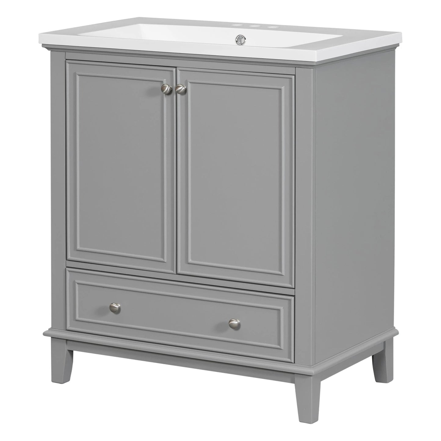 30inchgrey Bathroom Vanity with Sink ComboMulti-functional Bathroom Cabinet with Doors and Drawer Solid Frame and MDF Board by eprolo