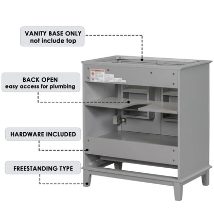 30 inch bathroom vanity no sink base only gray by eprolo