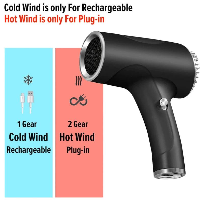2600mAh Cordless Anion Blow Dryer Portable Hair Dryer 40/500W USB Rechargeable Powerful 2 Gears for Household Travel Salon by eprolo
