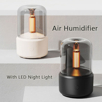 Humidificador Luz Ambiente Difusor de Aroma Luz de Vela Portátil