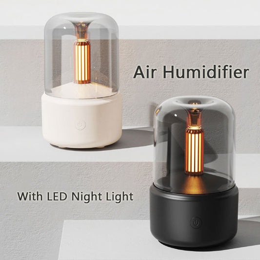Humidificateur d'Ambiance Lumière Bougie Diffuseur d'Arômes Portable