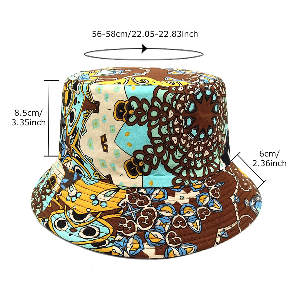 Gorro tipo pescador geométrico con estampado que combina colores y doble cara