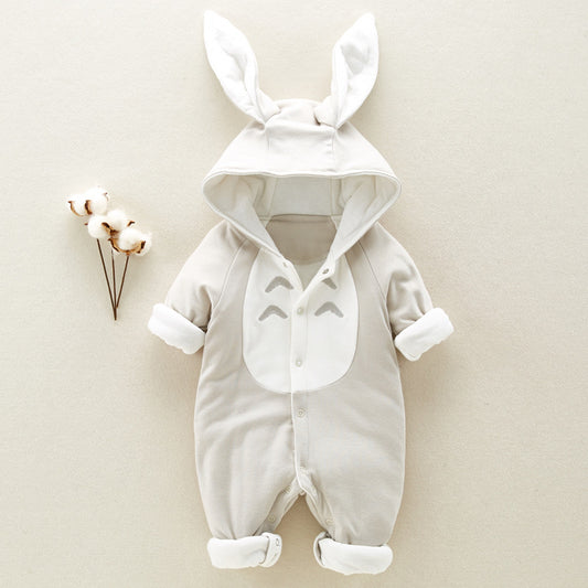 Le nouveau body bébé en coton rembourré en coton, barboteuse bébé épaissie en chinchilla à capuche, grenouillère bébé en coton, vêtements d'escalade pour nouveau-nés.