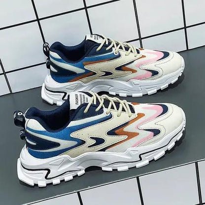 RunFlex breathable mesh sneakers by PrimeCanada.Store; pair in white, blue, pink accents.