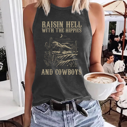 Western denim printed vest