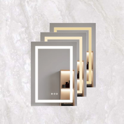 26x20 inch(Left Door) bathroom medicine cabinet with LED mirror 3000K~6000K single door lighting bathroom cabinet with touch switch adjusta by eprolo