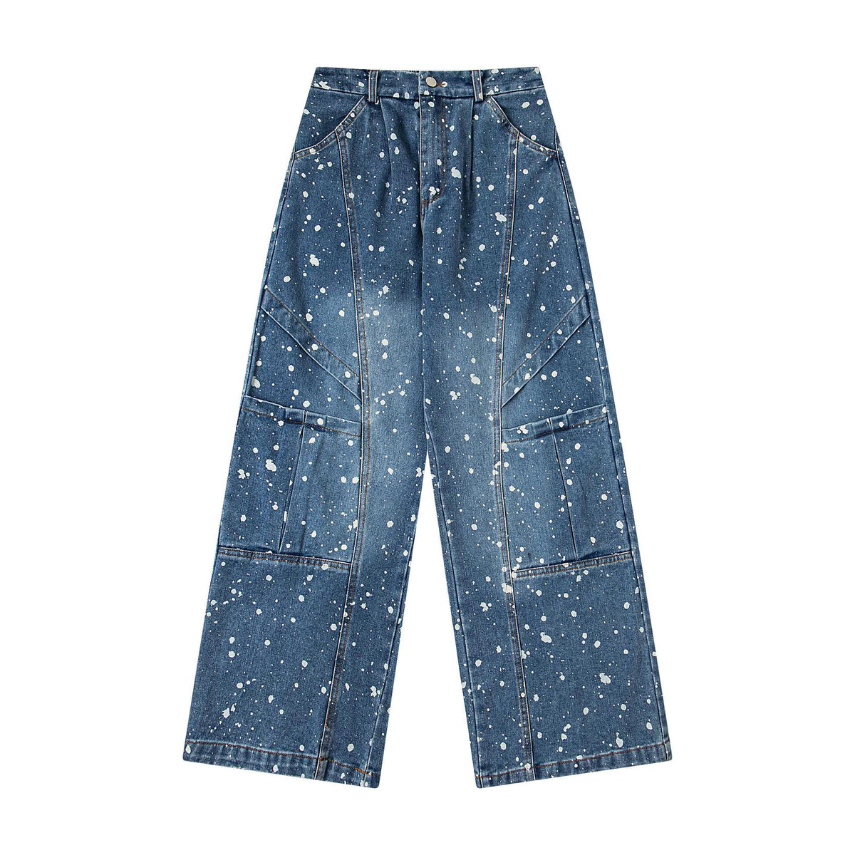 Lavez et vieillissez les jeans aux éclaboussures d'encre.