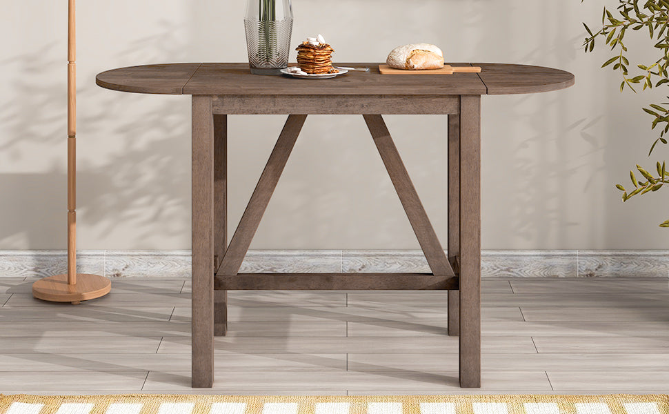 Ensemble de salle à manger 3 pièces en bois à hauteur de comptoir avec rallonge pliable