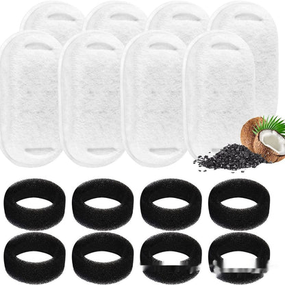 Non-woven fabric pet water dispenser filters with black foam rings and activated carbon media