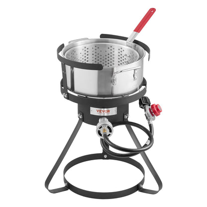 10 Qt Fish And Wing Fryer Aluminum Outdoor Propane Deep Fryer Kit With Basket