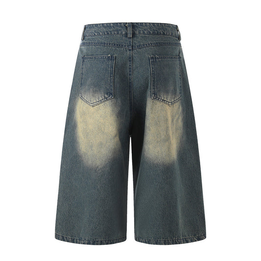 Shorts en jean vintage à grandes lettres imprimées