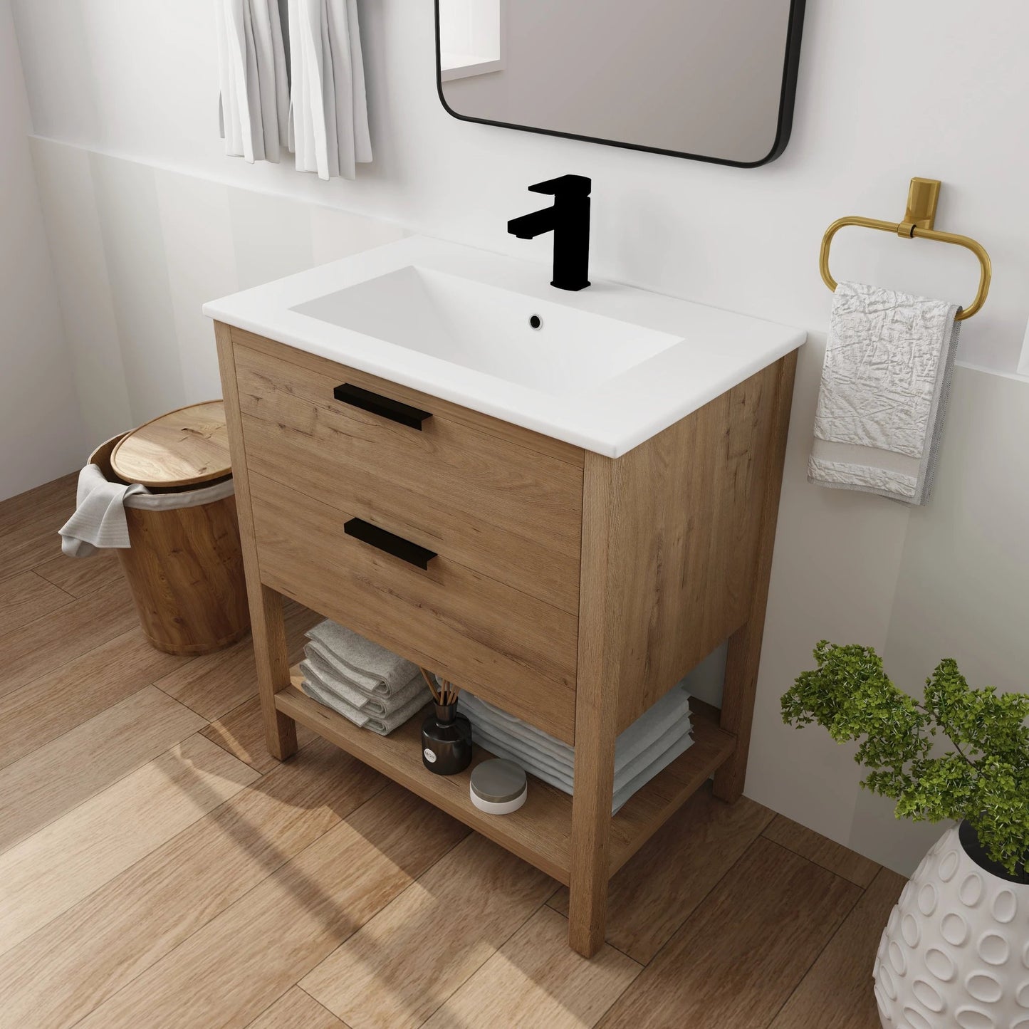 30 Inch Bathroom Vanity Plywood With 2 Drawers-BVB01030IMO-BL9075B by eprolo