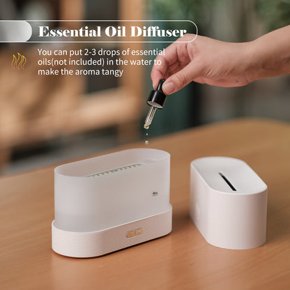 Difusor de Aroma con Luz de Llama, Humidificador de Niebla, Difusor de Aromaterapia con Protección de Apagado Automático sin Agua para Spa, Hogar, Yoga, Oficina