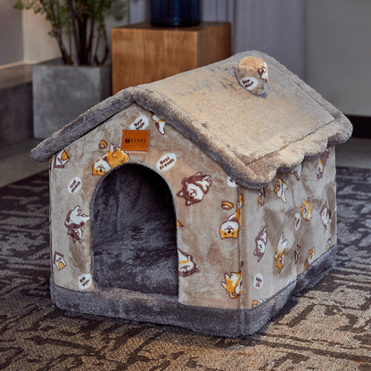 Casa de perro plegable Cama para mascotas Gato de invierno Villa para perros Cama para dormir extraíble Nido Cálido Cueva cerrada Sofá Suministros para mascotas