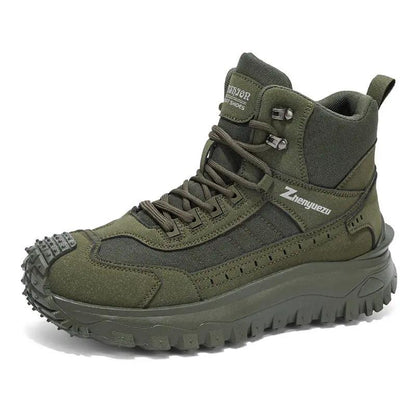 Men's hiking boots by AdTec in olive green with a thick lug sole