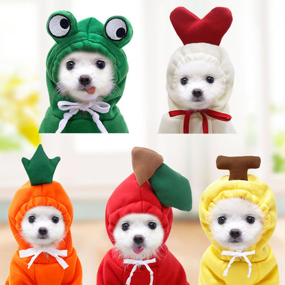 Ropa bonita con diseño de frutas para perros pequeños, sudaderas con capucha, ropa de invierno cálida de forro polar para mascotas, disfraz para cachorros y gatos, abrigo para chihuahua francés.