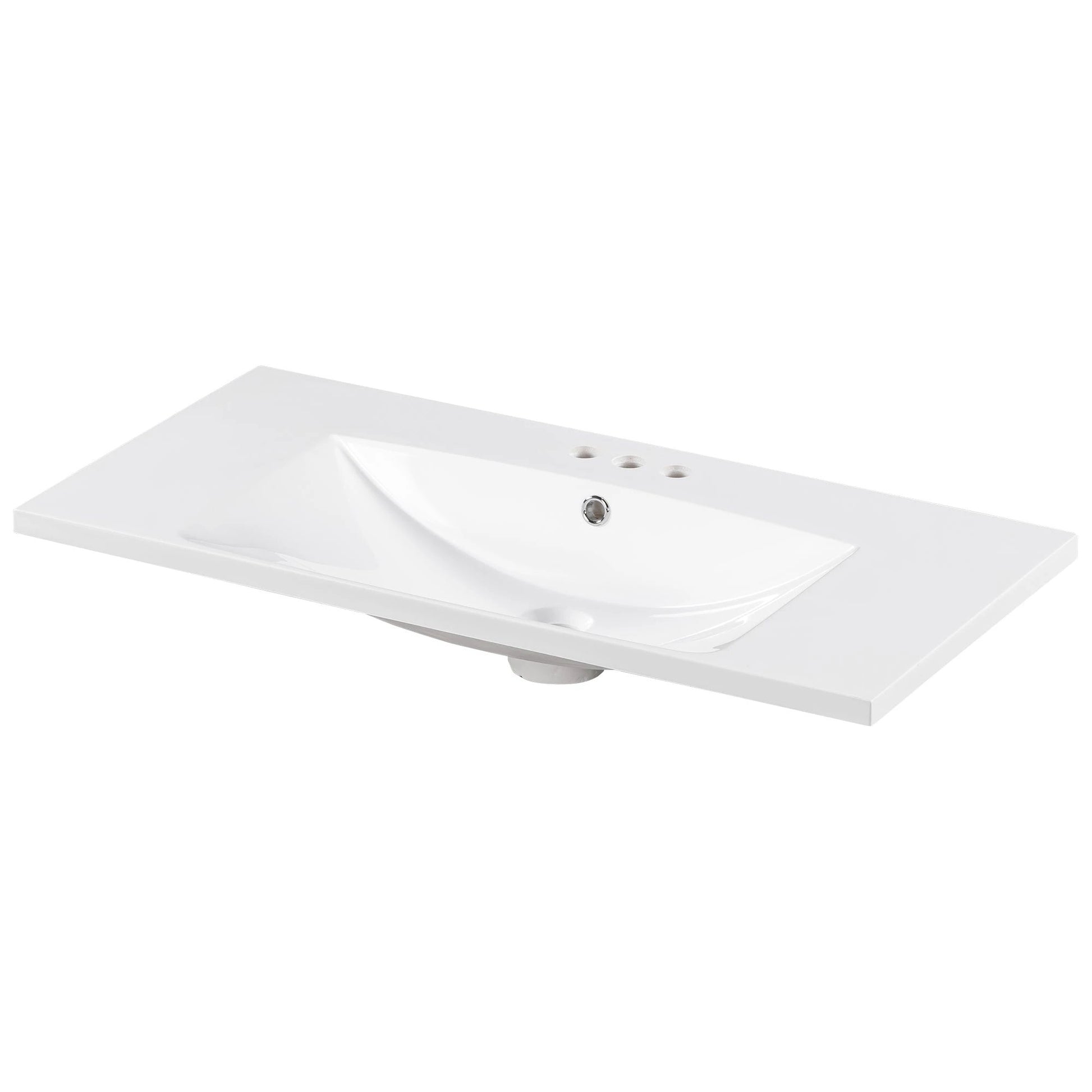 36" Single Bathroom Basin Sink, Vanity Top Only, 3-Faucet Holes, Resin by eprolo