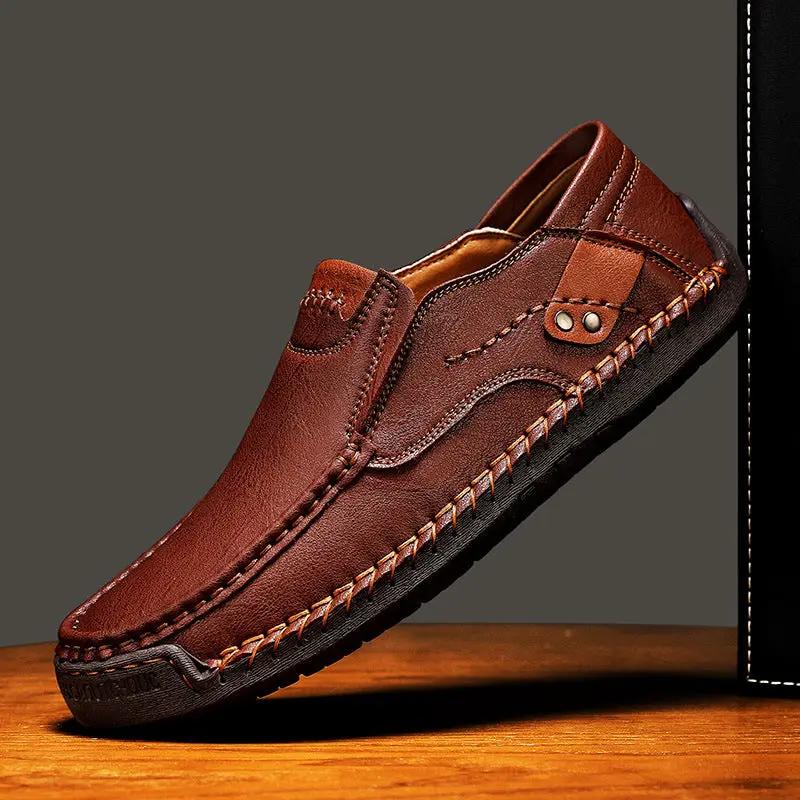 Meridian Hand Stitched Men's Outdoor Casual Solid Shoes, brown leather