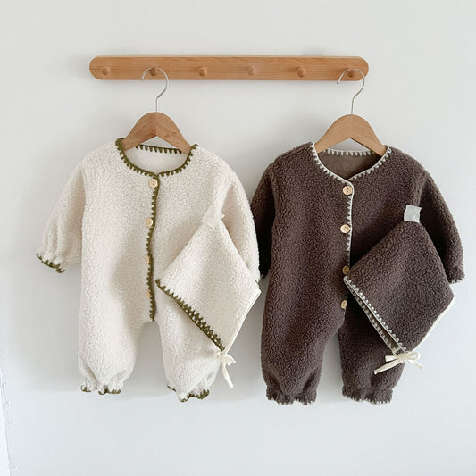 Combinaison une pièce bébé à doublure polaire style western, barboteuse longue