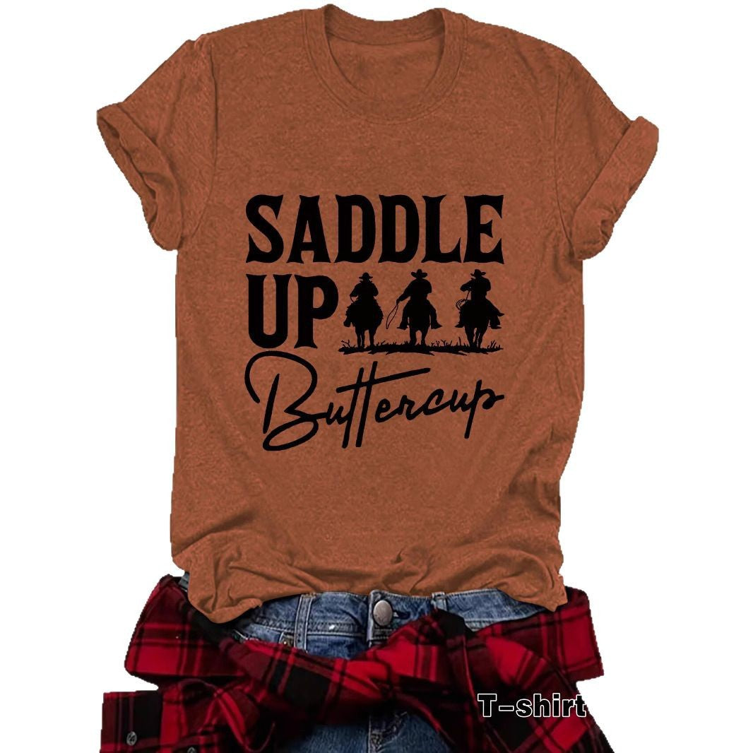 Camisa vaquera de manga corta estilo Western