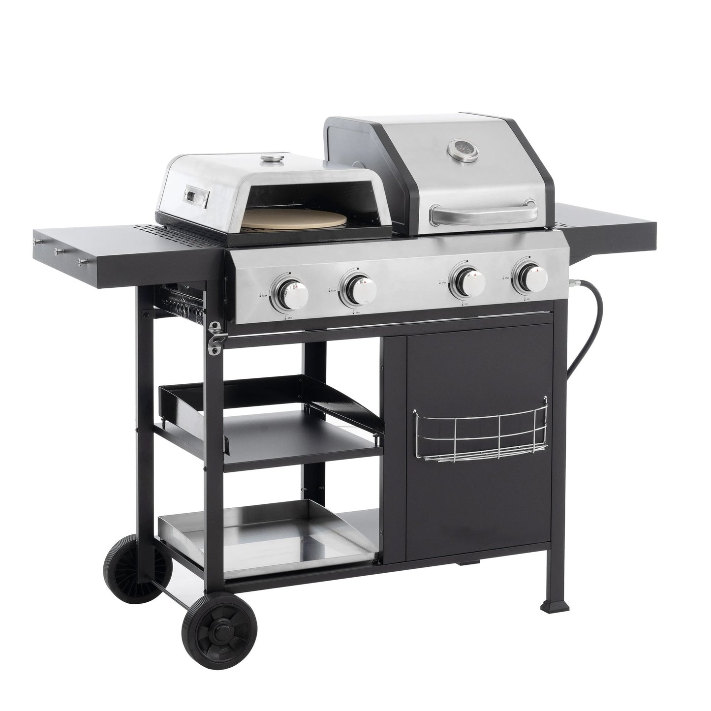 2+2 multifunctional gas barbecue grill and covered grill combination for outdoor cooking - barbecue, barbecue, pizza. by eprolo