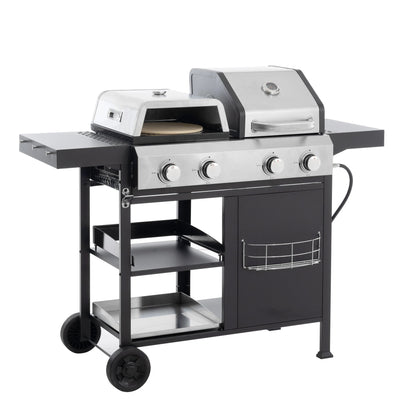 2+2 multifunctional gas barbecue grill and covered grill combination for outdoor cooking - barbecue, barbecue, pizza. by eprolo