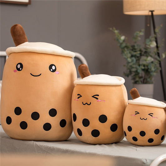 Lindo Peluche de Bebida de Fruta de Peluche Suave Fresa Leche Té Peluche Boba Taza de Té Juguete Almohada Cojín de Té de Burbujas Regalo para Niños
