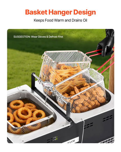 16QTx2 Outdoor Propane Deep Fryer Commercial Free Standing Cooker