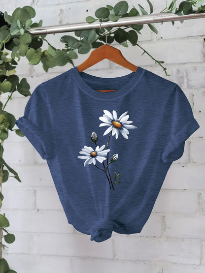 Floral printed T-shirt short sleeved shirt