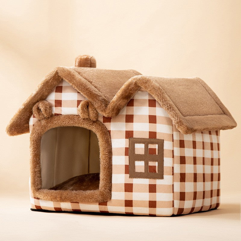 Casa de perro plegable Cama para mascotas Gato de invierno Villa para perros Cama para dormir extraíble Nido Cálido Cueva cerrada Sofá Suministros para mascotas
