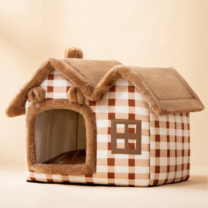 Casa de perro plegable Cama para mascotas Gato de invierno Villa para perros Cama para dormir extraíble Nido Cálido Cueva cerrada Sofá Suministros para mascotas