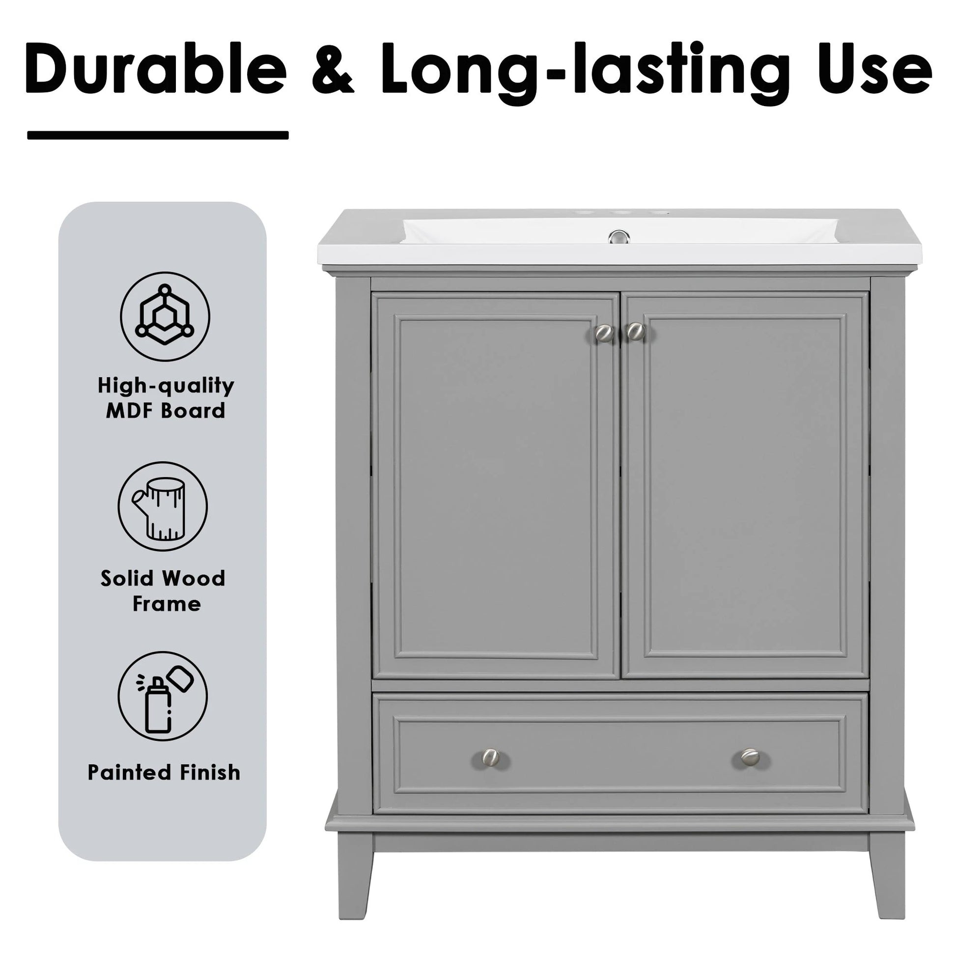 30 inch bathroom vanity no sink base only gray by eprolo