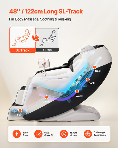 Fauteuil de massage corporel complet, inclinable 3D zéro gravité avec rail SL