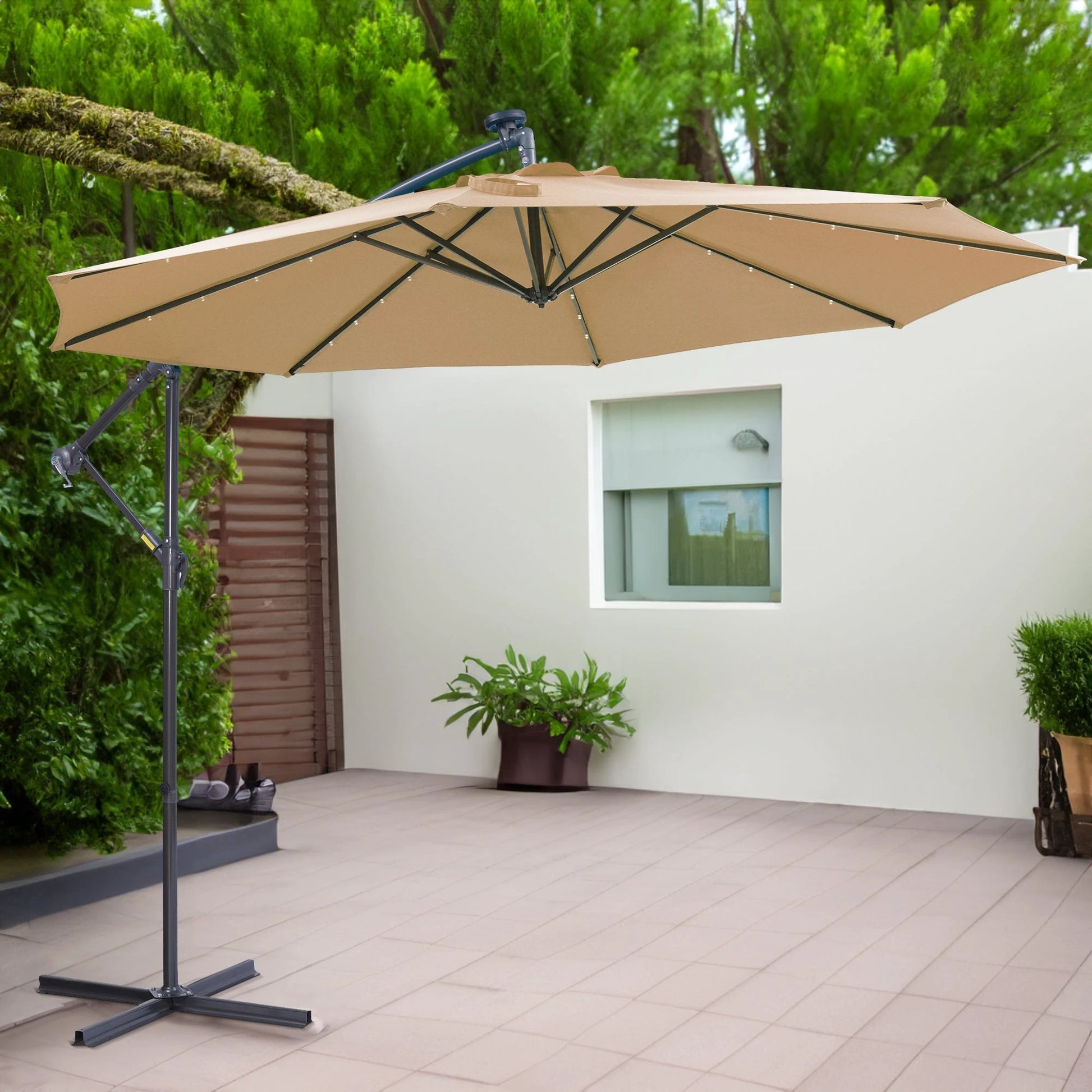 10 FT Solar LED Patio Outdoor Umbrella Hanging Cantilever by eprolo