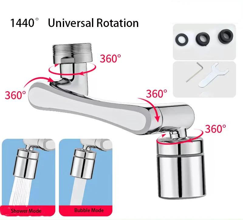 1080 °/1440 ° New Mechanical Arm Double Outlet Bubbler Universal Extension Faucet Splash Proof Washing Faucet Extender by eprolo